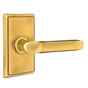 Emtek 8221-M-US7 Milano Door Lever Privacy Set With Rectangular Rosette French Antique