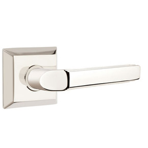 Emtek 8231-M-US14 Milano Door Lever Privacy Set With Quincy Rosette Polished Nickel