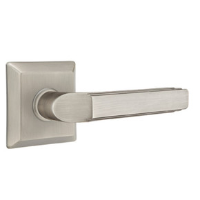 Emtek 8231-M-US15A Milano Door Lever Privacy Set With Quincy Rosette Pewter