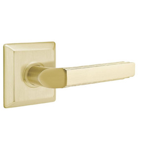 Emtek 8231-M-US4 Milano Door Lever Privacy Set With Quincy Rosette Satin Brass