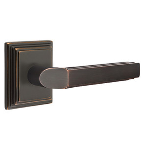 Emtek 8261-M-US10B Milano Door Lever Privacy Set With Wilshire Rosette Oil Rubbed Bronze