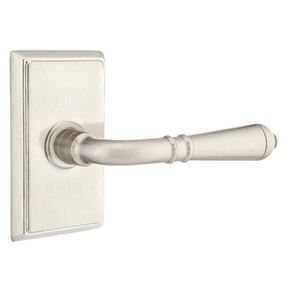 Emtek 8521-T-US15 Turino Door Lever Dummy Set With Rectangular Rosette Satin Nickel
