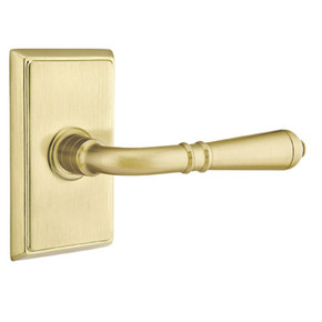 Emtek 8521-T-US4 Turino Door Lever Dummy Set With Rectangular Rosette Satin Brass