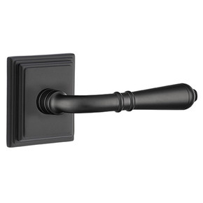 Emtek 8561-T-US19 Turino Door Lever Dummy Set With Wilshire Rosette Flat Black