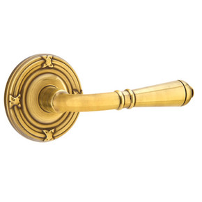 Emtek 8107-T-US7 Turino Door Lever Passage Set With Ribbon & Reed Rosette French Antique