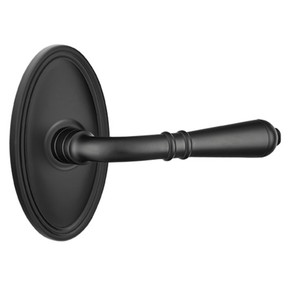 Emtek 8120-T-US19 Turino Door Lever Passage Set With Oval Rosette Flat Black