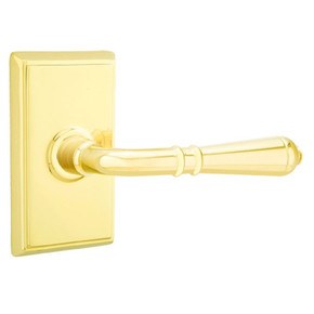 Emtek 8121-T-US3 Turino Door Lever Passage Set With Rectangular Rosette Polished Brass