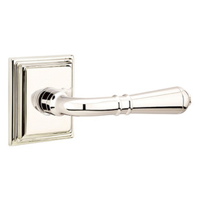 Emtek 8161-T-US14 Turino Door Lever Passage Set With Wilshire Rosette Polished Nickel