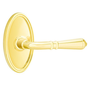 Emtek 8220-T-US3 Turino Door Lever Privacy Set With Oval Rosette Polished Brass