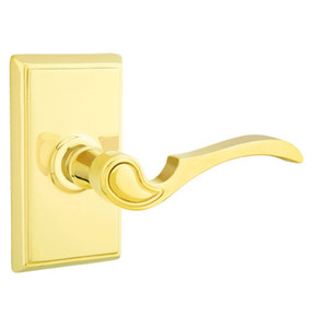 Emtek 8221-CV-US3 Coventry Door Lever Privacy Set With Rectangular Rosette Polished Brass