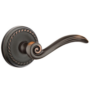 Emtek 8051-EN-US10B Elan Door Lever Dummy Set With Rope Rosette Oil Rubbed Bronze