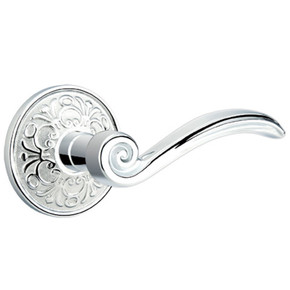 Emtek 8056-EN-US26 Elan Door Lever Dummy Set With Lancaster Rosette Polished Chrome