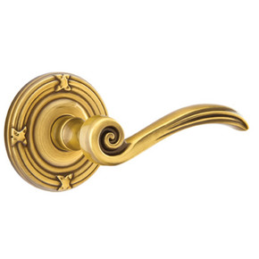 Emtek 8057-EN-US7 Elan Door Lever Dummy Set With Ribbon & Reed Rosette French Antique