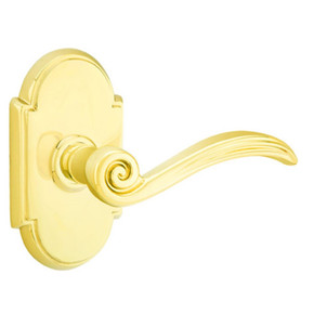 Emtek 8058-EN-US3 Elan Door Lever Dummy Set With #8 Rosette Polished Brass