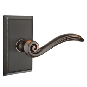 Emtek 8121-EN-US10B Elan Door Lever Passage Set With Rectangular Rosette Oil Rubbed Bronze