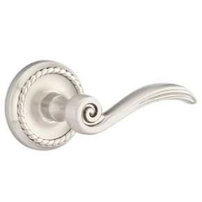 Emtek 8201-EN-US15 Elan Door Lever Privacy Set With Rope Rosette Satin Nickel