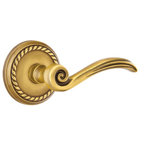 Emtek 8201-EN-US7 Elan Door Lever Privacy Set With Rope Rosette French Antique