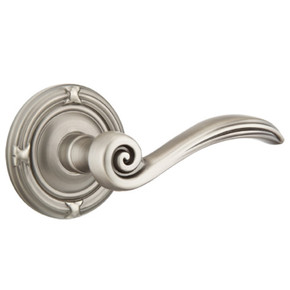 Emtek 8207-EN-US15A Elan Door Lever Privacy Set With Ribbon & Reed Rosette Pewter