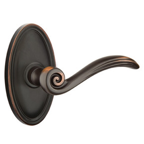 Emtek 8220-EN-US10B Elan Door Lever Privacy Set With Oval Rosette Oil Rubbed Bronze