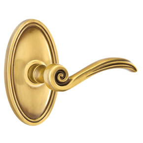 Emtek 8220-EN-US7 Elan Door Lever Privacy Set With Oval Rosette French Antique