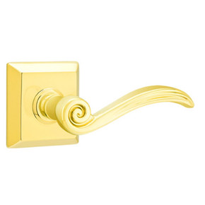Emtek 8231-EN-US3 Elan Door Lever Privacy Set With Quincy Rosette Polished Brass