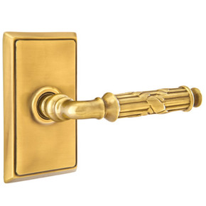 Emtek 8521-RBL-US7 Ribbon & Reed Door Lever Dummy Set With Rectangular Rosette French Antique