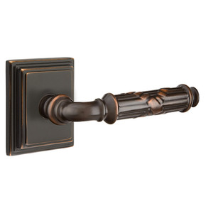Emtek 8561-RBL-US10B Ribbon & Reed Door Lever Dummy Set With Wilshire Rosette Oil Rubbed Bronze