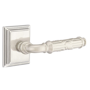 Emtek 8561-RBL-US15 Ribbon & Reed Door Lever Dummy Set With Wilshire Rosette Satin Nickel