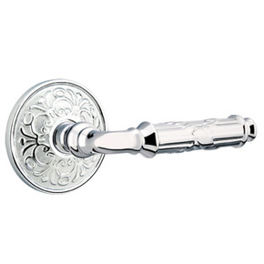 Emtek 8106-RBL-US26 Ribbon & Reed Door Lever Passage Set With Lancaster Rosette Polished Chrome
