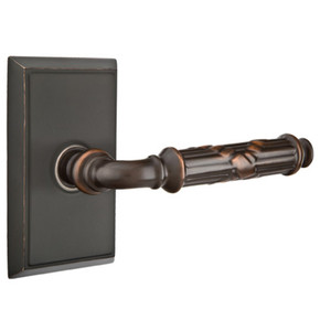 Emtek 8121-RBL-US10B Ribbon & Reed Door Lever Passage Set With Rectangular Rosette Oil Rubbed Bronze