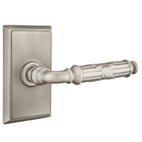 Emtek 8121-RBL-US15A Ribbon & Reed Door Lever Passage Set With Rectangular Rosette Pewter
