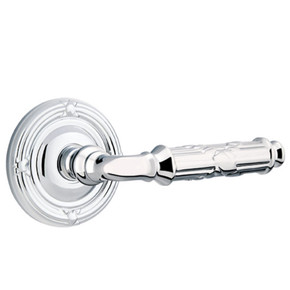 Emtek 8207-RBL-US26 Ribbon & Reed Door Lever Privacy Set With Ribbon & Reed Rosette Polished Chrome