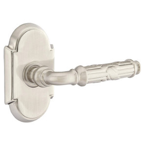 Emtek 8208-RBL-US15 Ribbon & Reed Door Lever Privacy Set With #8 Rosette Satin Nickel