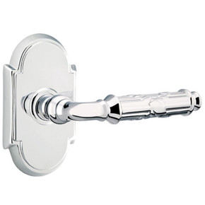 Emtek 8208-RBL-US26 Ribbon & Reed Door Lever Privacy Set With #8 Rosette Polished Chrome