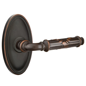 Emtek 8220-RBL-US10B Ribbon & Reed Door Lever Privacy Set With Oval Rosette Oil Rubbed Bronze