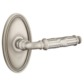 Emtek 8220-RBL-US15A Ribbon & Reed Door Lever Privacy Set With Oval Rosette Pewter