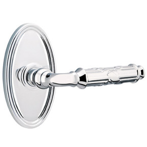 Emtek 8220-RBL-US26 Ribbon & Reed Door Lever Privacy Set With Oval Rosette Polished Chrome