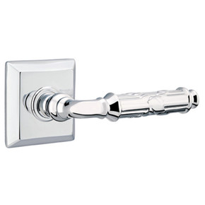 Emtek 8231-RBL-US26 Ribbon & Reed Door Lever Privacy Set With Quincy Rosette Polished Chrome