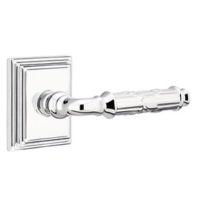 Emtek 8261-RBL-US26 Ribbon & Reed Door Lever Privacy Set With Wilshire Rosette Polished Chrome