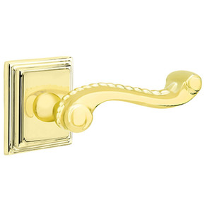 Emtek 8561-RL-US3 Rope Door Lever Dummy Set With Wilshire Rosette Polished Brass