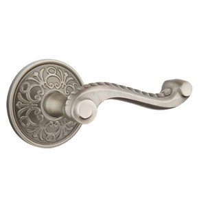 Emtek 8206-RL-US15A Rope Door Lever Privacy Set With Lancaster Rosette Pewter