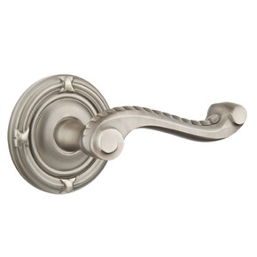 Emtek 8207-RL-US15A Rope Door Lever Privacy Set With Ribbon & Reed Rosette Pewter