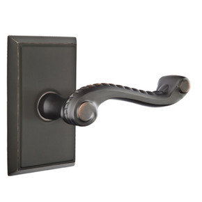 Emtek 8221-RL-US10B Rope Door Lever Privacy Set With Rectangular Rosette Oil Rubbed Bronze