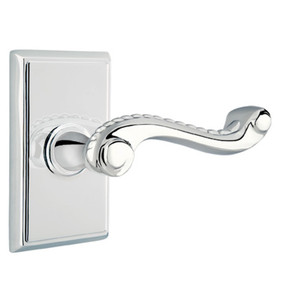 Emtek 8221-RL-US26 Rope Door Lever Privacy Set With Rectangular Rosette Polished Chrome