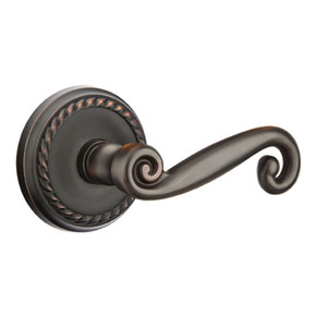 Emtek 8051-R-US10B Rustic Door Lever Dummy Set With Rope Rosette Oil Rubbed Bronze