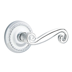 Emtek 8051-R-US26 Rustic Door Lever Dummy Set With Rope Rosette Polished Chrome