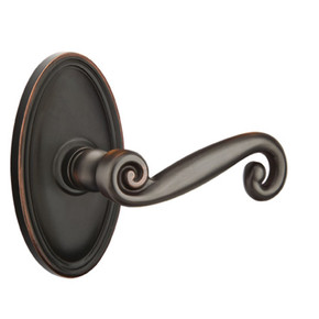 Emtek 8520-R-US10B Rustic Door Lever Dummy Set With Oval Rosette Oil Rubbed Bronze