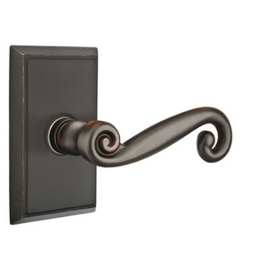 Emtek 8521-R-US10B Rustic Door Lever Dummy Set With Rectangular Rosette Oil Rubbed Bronze