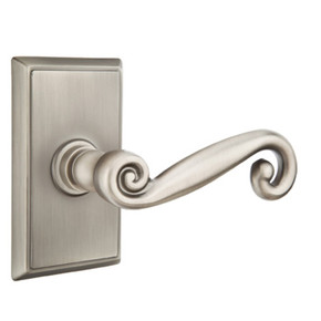 Emtek 8521-R-US15A Rustic Door Lever Dummy Set With Rectangular Rosette Pewter