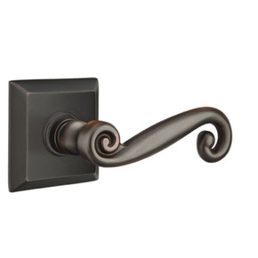 Emtek 8531-R-US10B Rustic Door Lever Dummy Set With Quincy Rosette Oil Rubbed Bronze